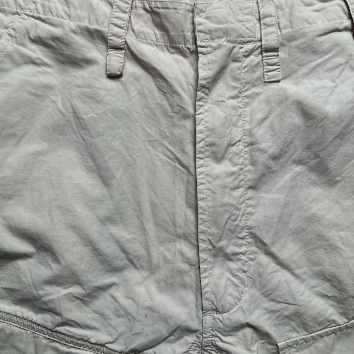 Maharishi Vintage Heart and Skull We Met the Maha Embroidery Cream Cargo Shorts (S)