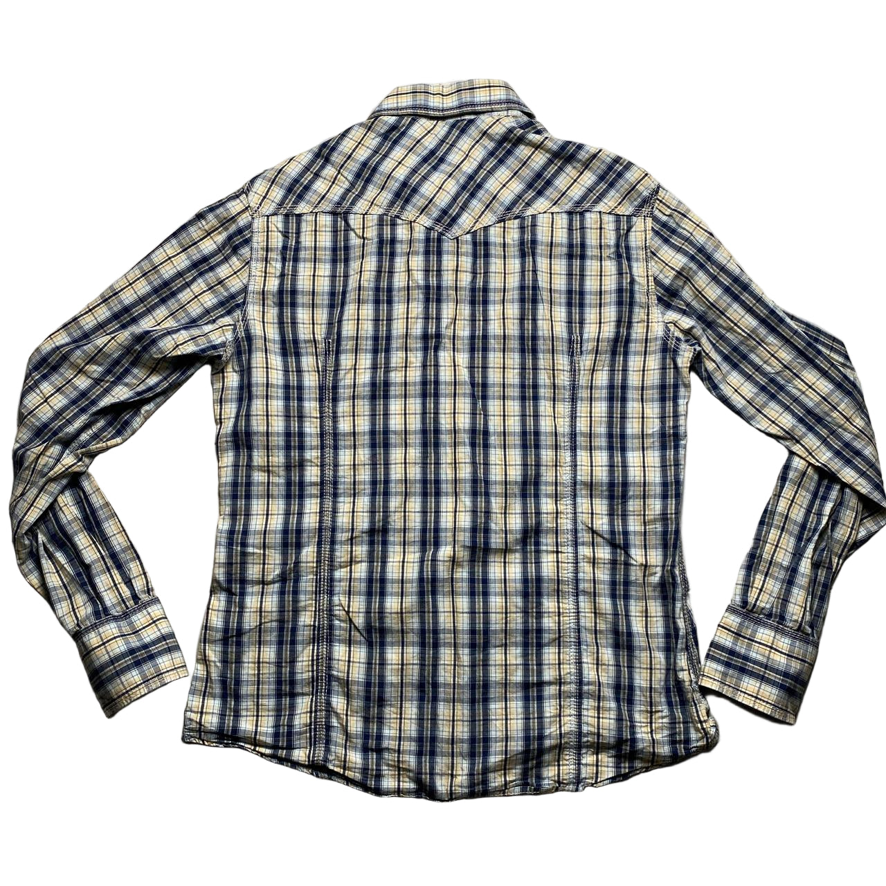 True Religion Blue Cream Plaid Checked Shirt (L)