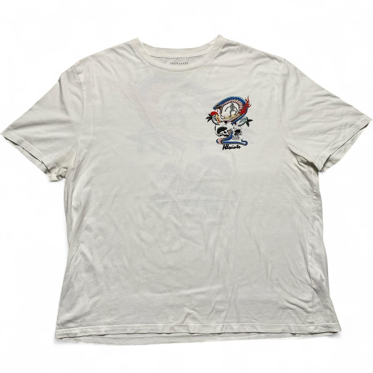 AllSaints White Skull Snake Surfer T Shirt (2XL)
