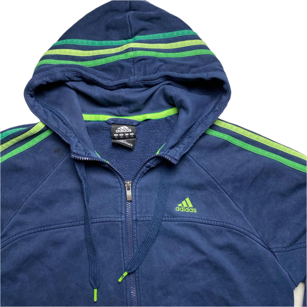 Adidas Performance Essentials Navy Triple Green Stripes Full Tracksuit (M)