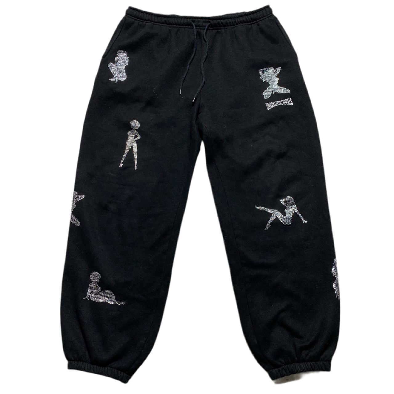Unrealistic Ideals Named Collective Black and Diamanté Rhinestone Women Full Tracksuit (2XL)