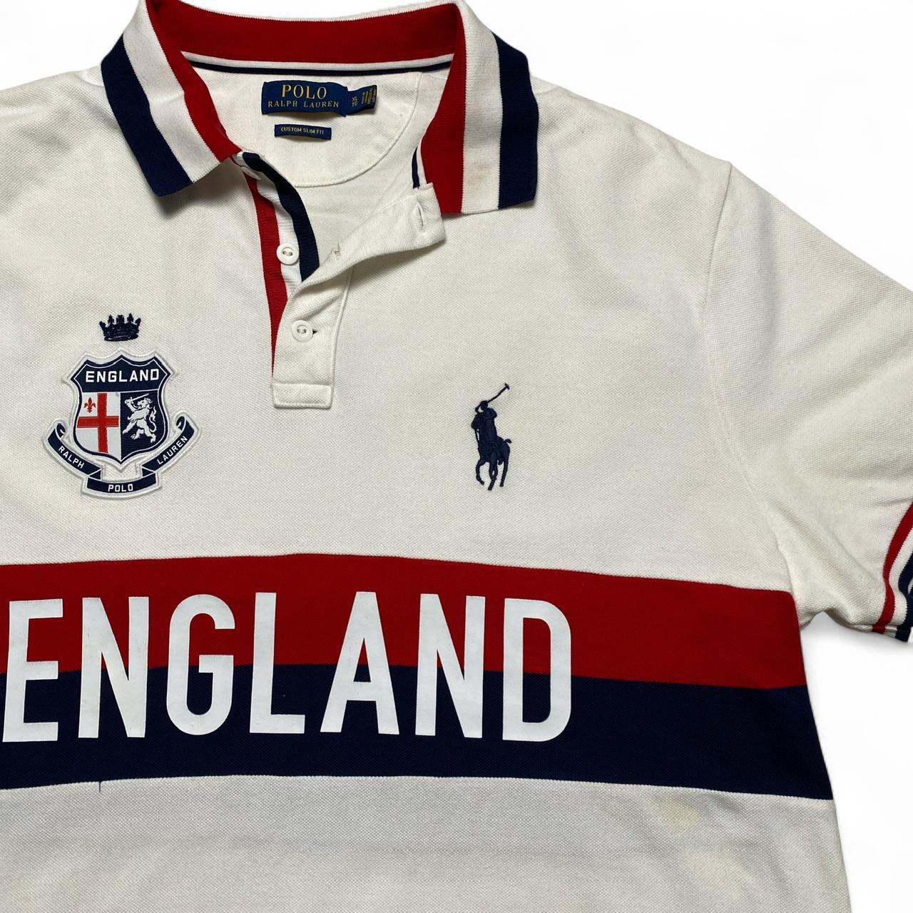 Ralph Lauren Polo England White Navy and Red Polo Shirt (XL)