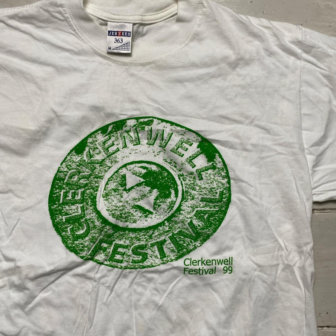 Clerkenwell Festival 1999 Vintage T Shirt White and Green (M)