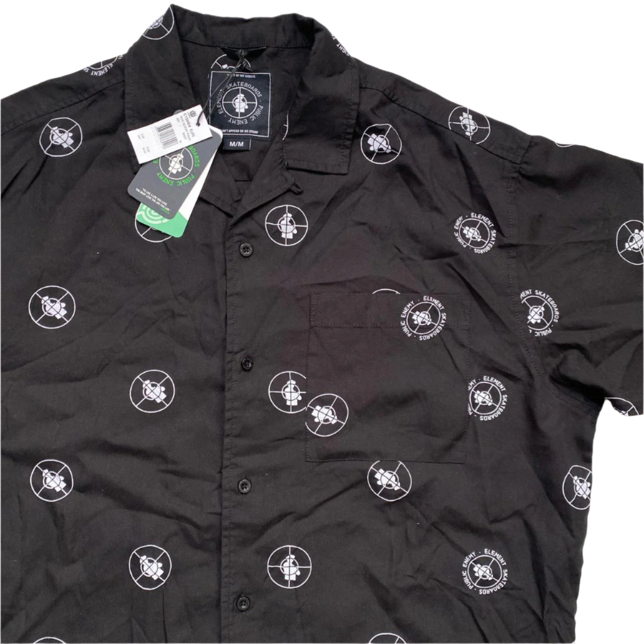 Element Skateboards Public Enemy Black and White Short Sleeve Shirt (M)