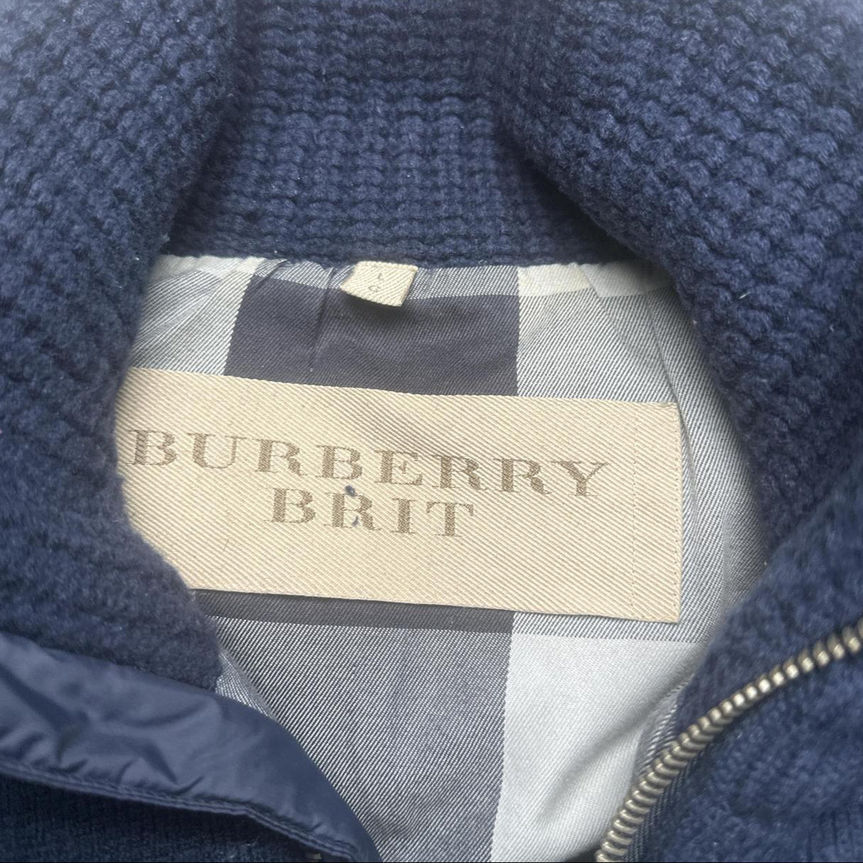 Burberry Brit Navy Knit Puffer Jacket (L)