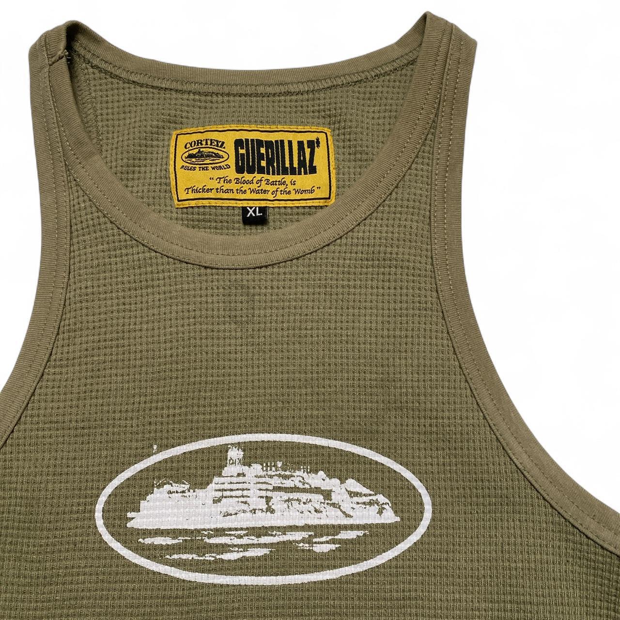 Corteiz Olive Green and White Womens Tank Vest Top (XL)