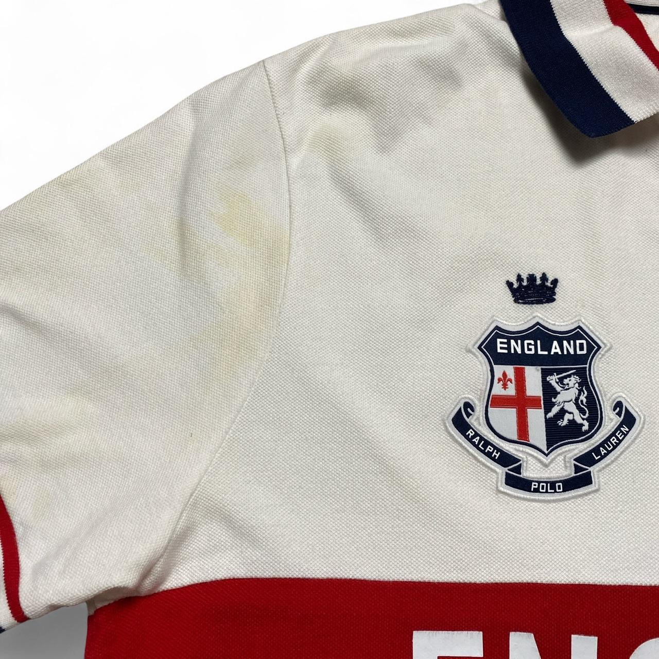 Ralph Lauren Polo England White Navy and Red Polo Shirt (XL)