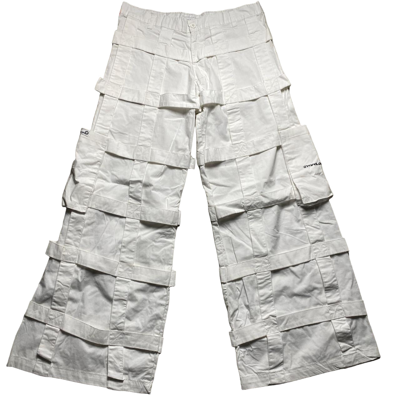 Criminal Damage Bondage Baggy Cargo White Combat Trousers (32W)