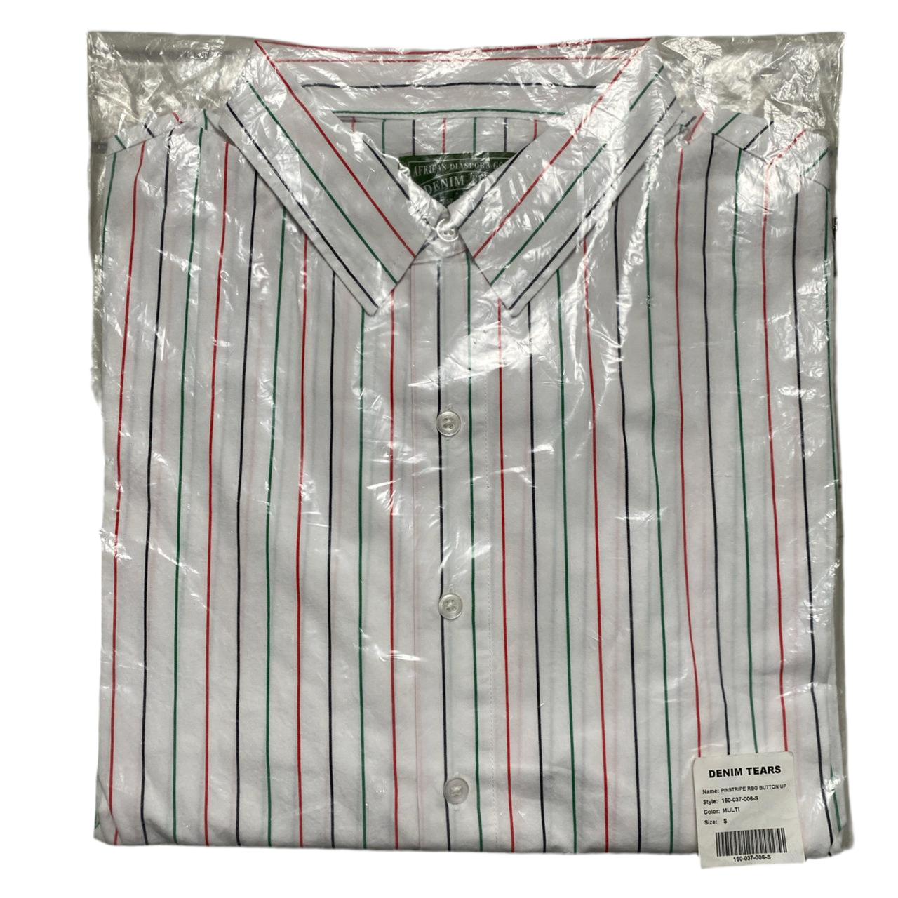 Denim Tears White Red Green and Black Pink Stripe Long Sleeve Shirt (S)
