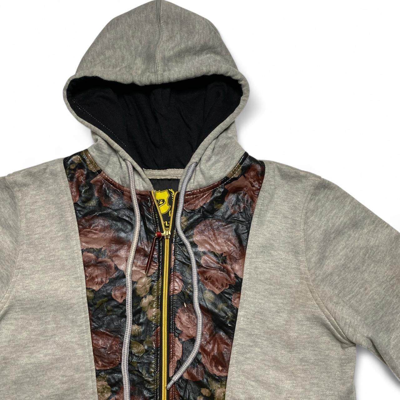 Raw Blue Grey and Floral Zip Hoodie