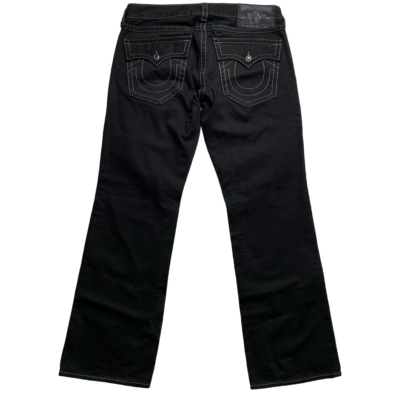 True Religion Baggy Black and Grey Stitch Ricky Big T Jeans (36W)