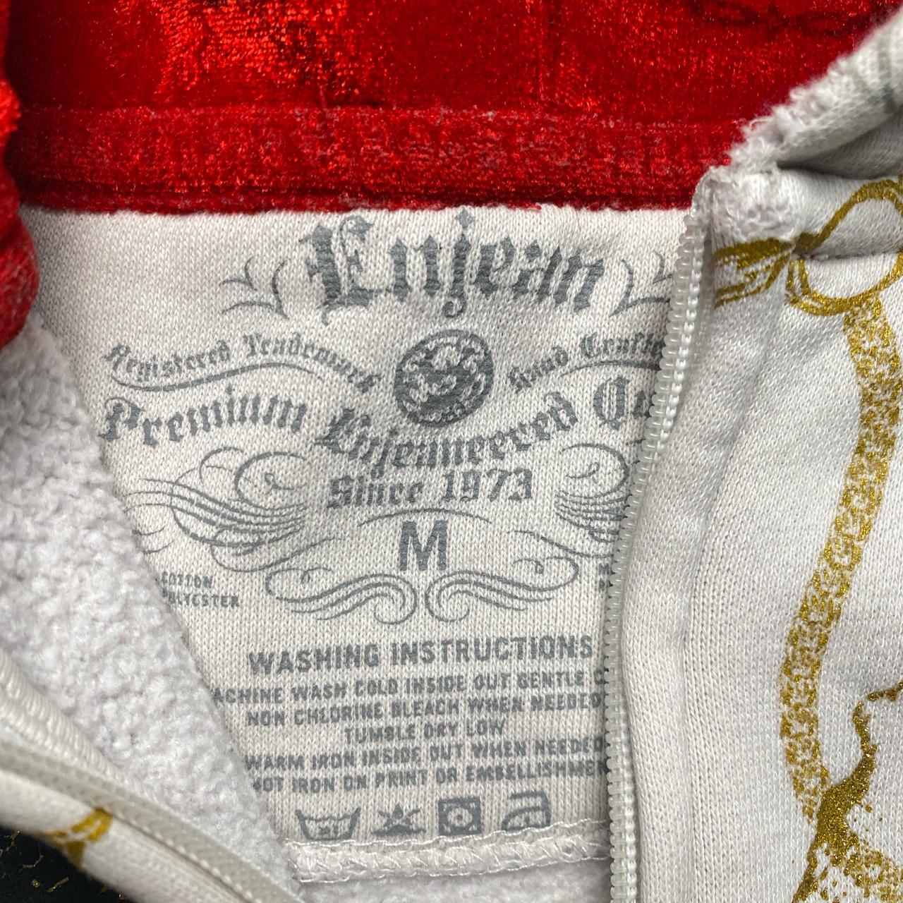 Enjean Vintage y2k Diamante Rhinestone Graphic Prints White Hoodie (M)