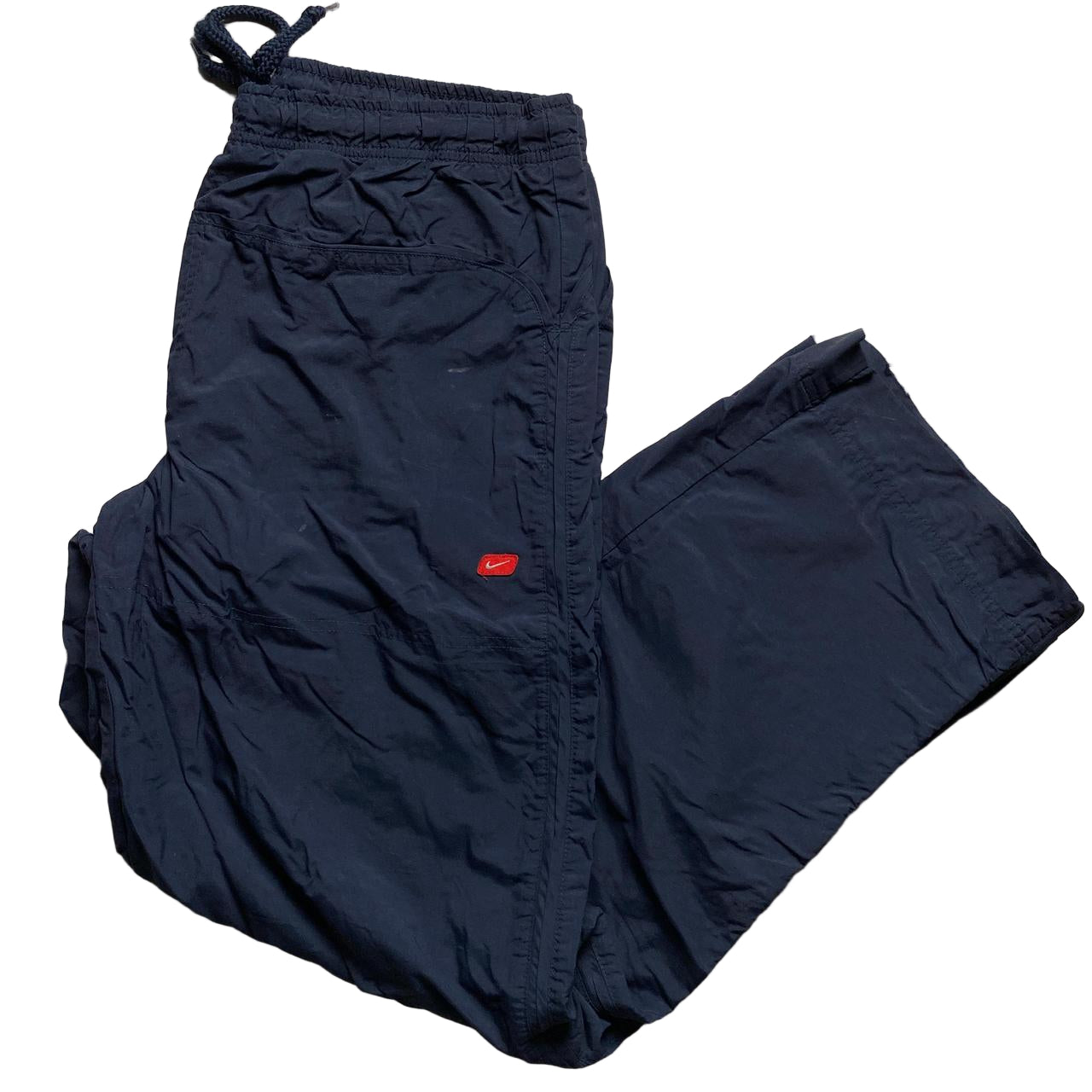 Nike Vintage Navy Hex Red and White Swoosh Shell Trackpant Bottoms (L)