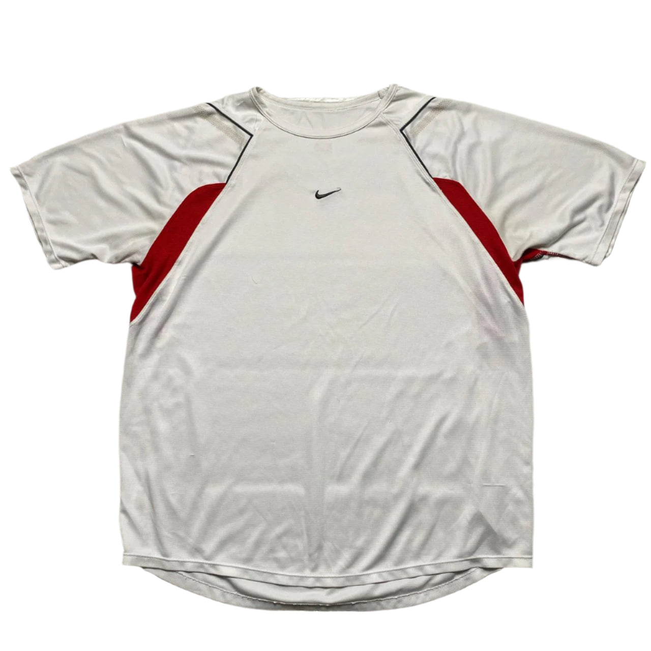 Nike Vintage Centre Swoosh White Red and Grey Jersey T Shirt (XL)
