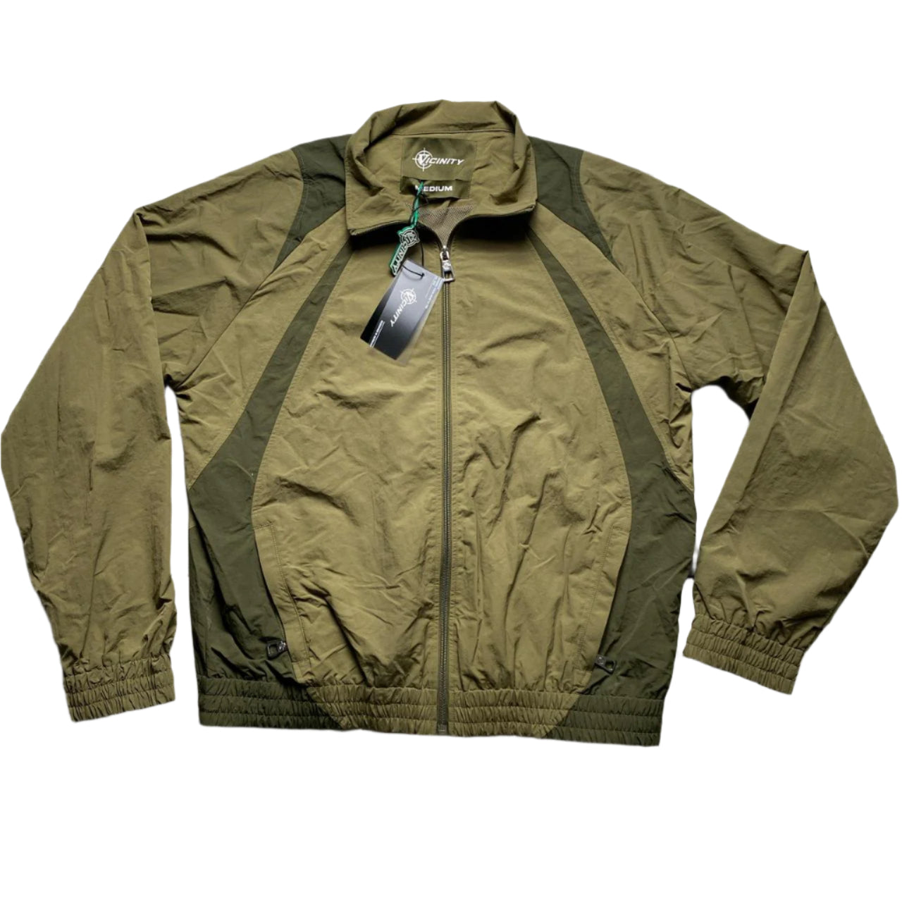 Vicinity Nylon Windbreaker Shell Tracksuit Jacket Khaki Green (M/L)