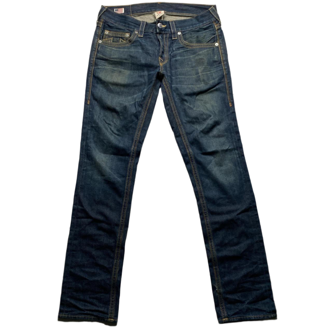 True Religion Rocco QT Brown Stitch Navy Baggy Jeans (31W)