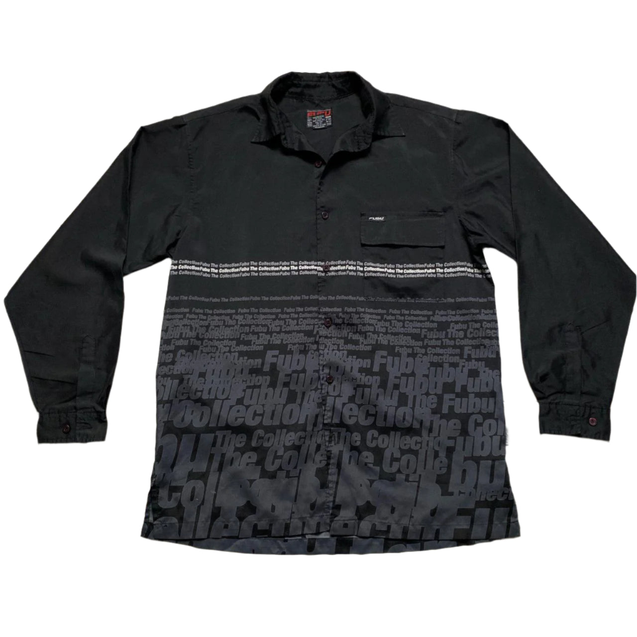 FUBU Vintage 90’s Black Grey and White Long Sleeve Shirt (M)