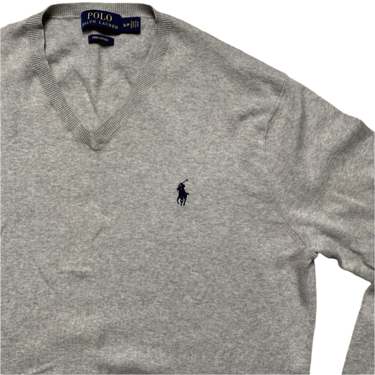 Ralph Lauren Polo Grey and Navy Pony Jumper (S)
