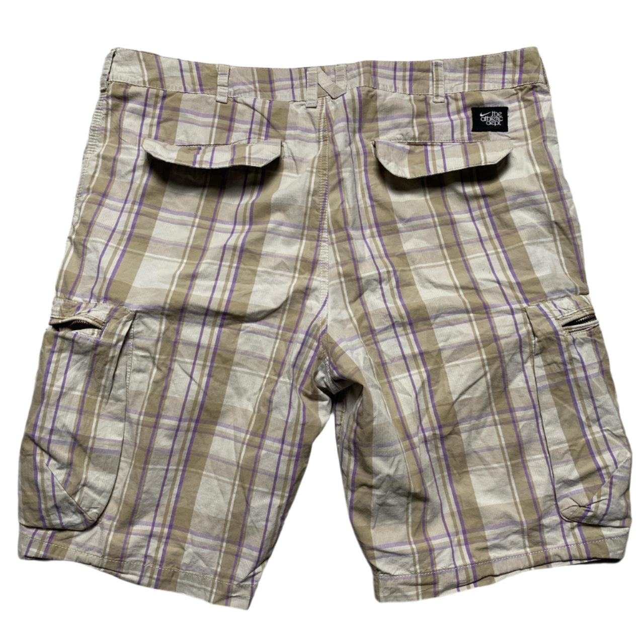Nike Athletic Department Cargo Shorts Cream and Purple (34W)