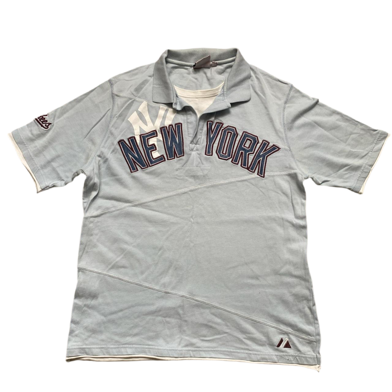 Majestic Athletics New York Yankees Baby Blue Polo Shirt (M)