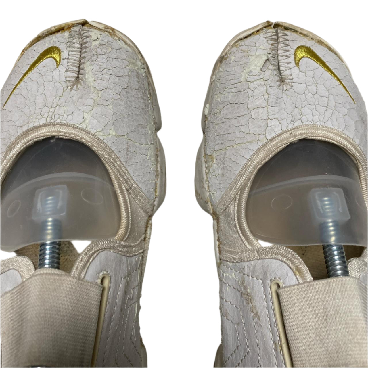 Nike Air Rift Split Tabi Toe White and Yellow Gold Swoosh Sandal (UK 7)