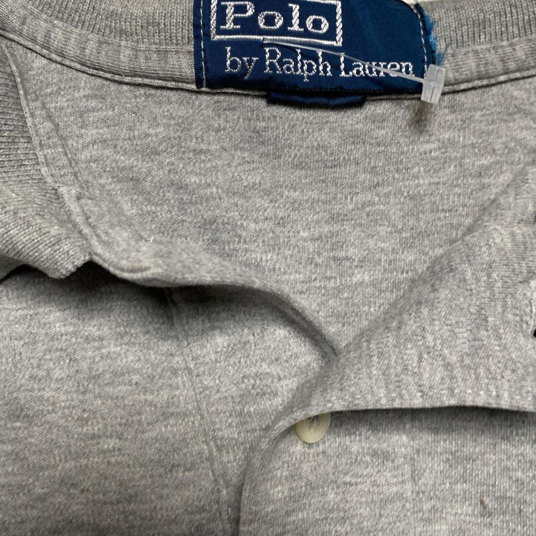 Ralph Lauren Polo Grey and Navy Blue Pony Long Sleeve Polo Shirt (XL)