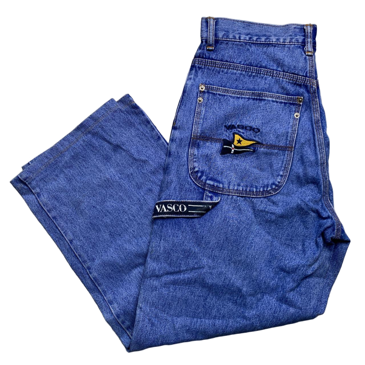 Vasco Vintage Baggy 90’s Cargo Carpenter Jeans Light Blue (32W)