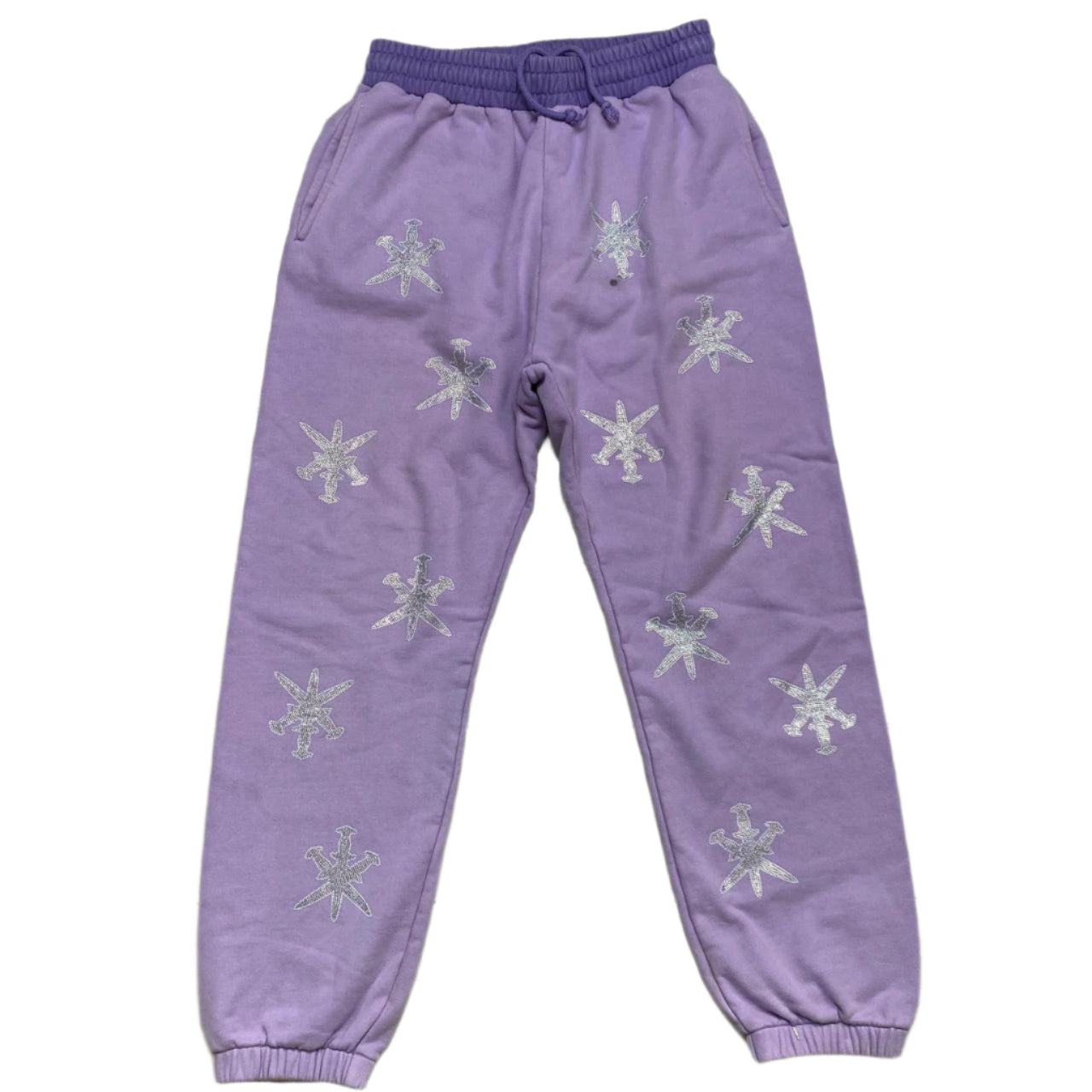 Unknown London Daggers Diamante Rhinestone Purple Joggers (M)