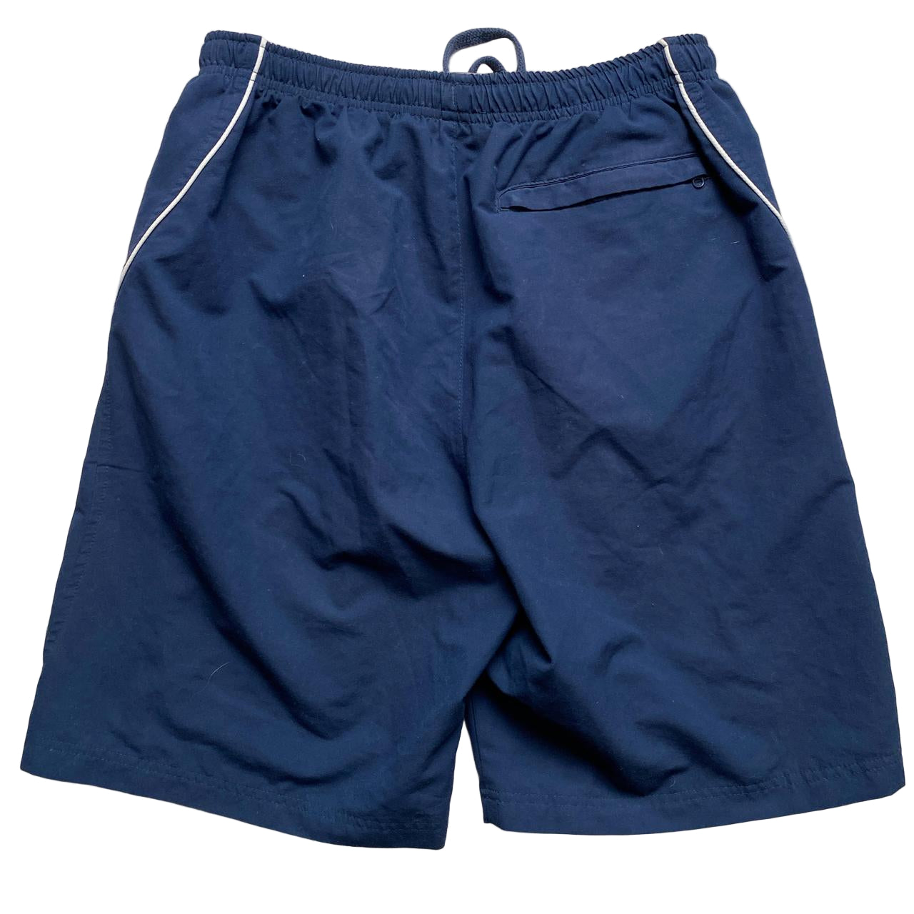 Nike Vintage y2k Navy and White Swoosh Shell Baggy Trackpant Shorts (L)