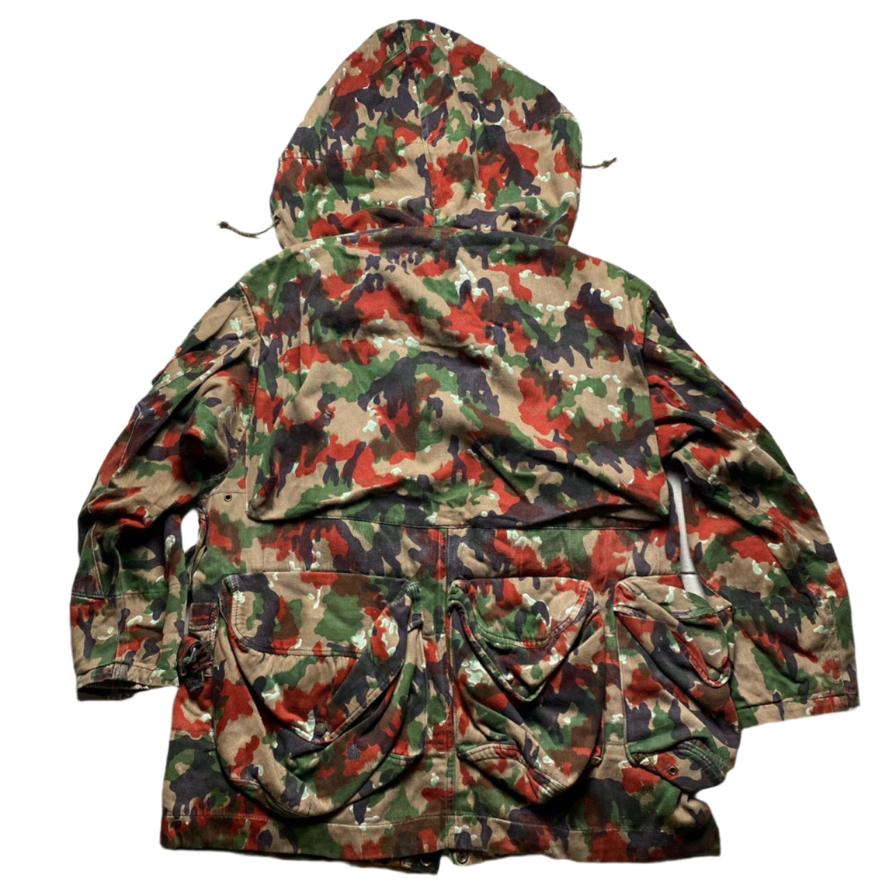 Red Brown and Green Camouflage Military Jacket (L)