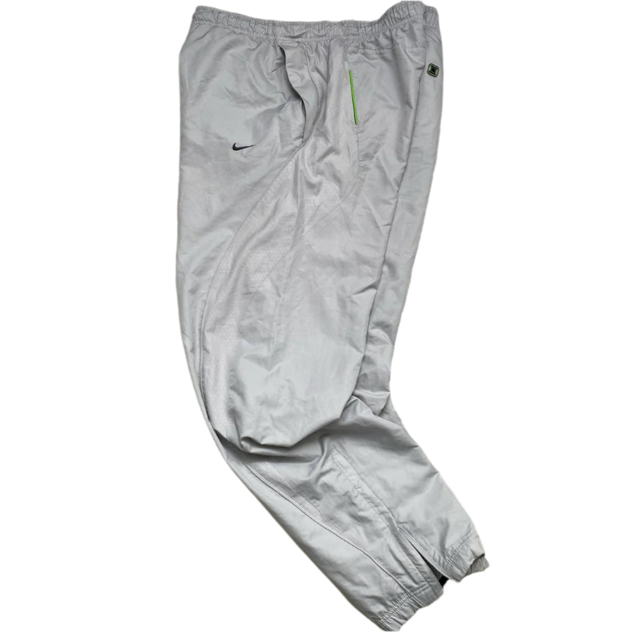 Nike Shox Silver and Green Vintage y2k Shell Trackpant Bottoms (XL)