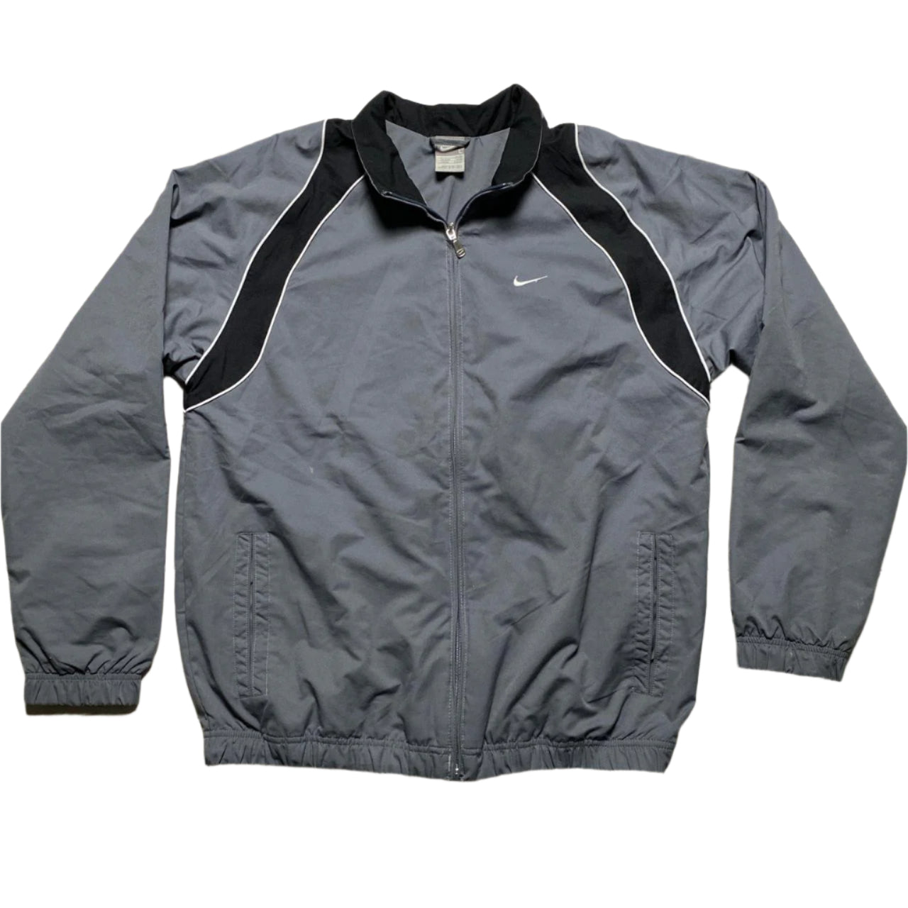 Nike Swoosh Grey Black and White Shell Tracksuit Jacket (L)