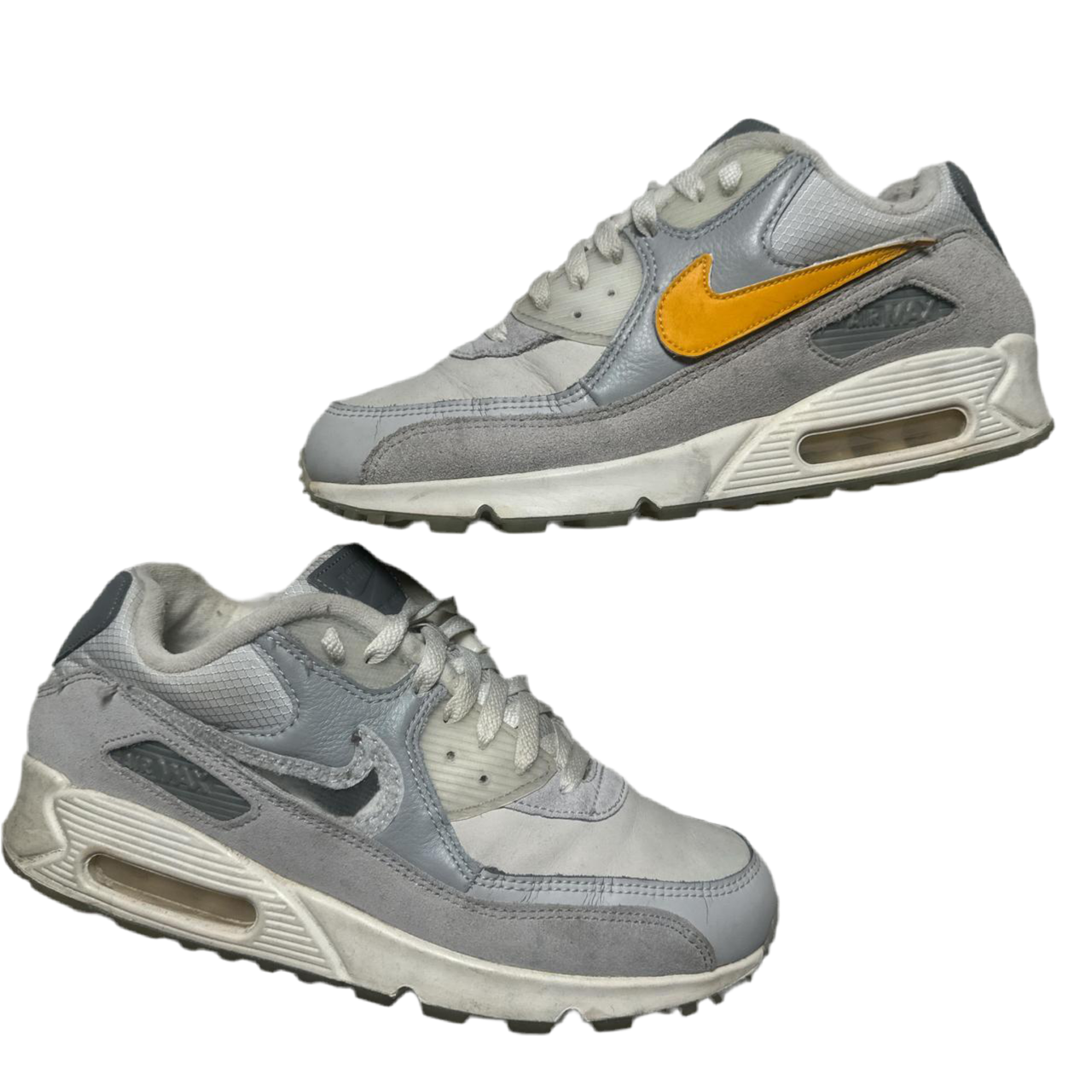 Nike Air Max 90 Basement Grey and Orange Velcro Swoosh (UK 7.5)
