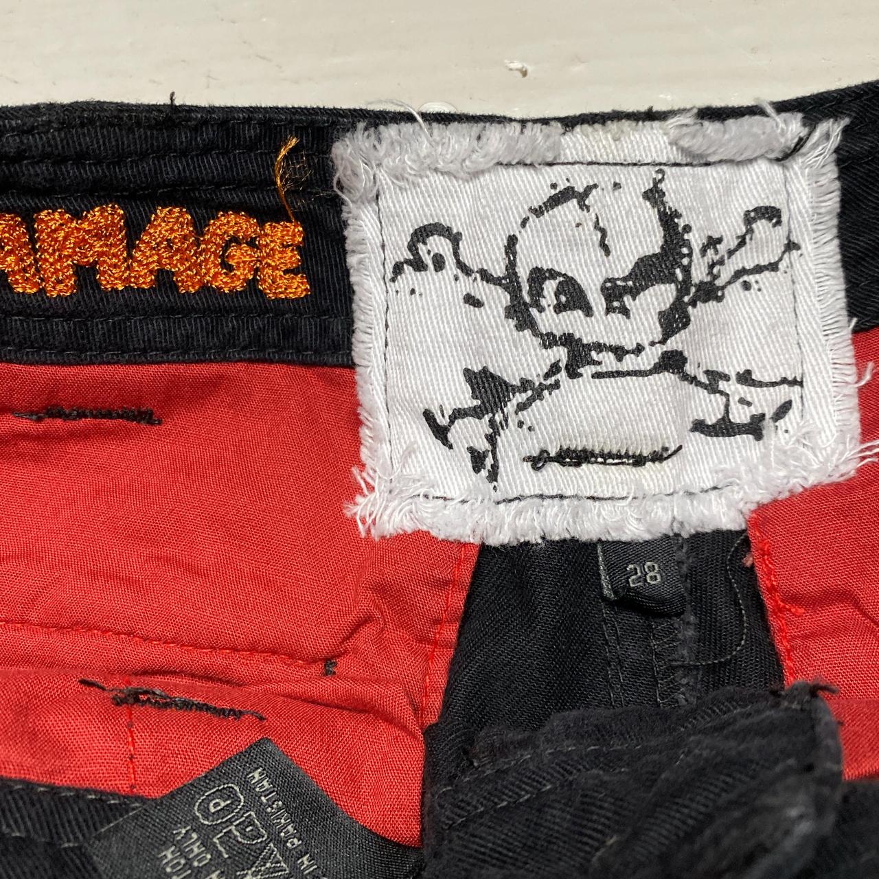 Criminal Damage Skull Black and White Cargo Combat Baggy Trousers