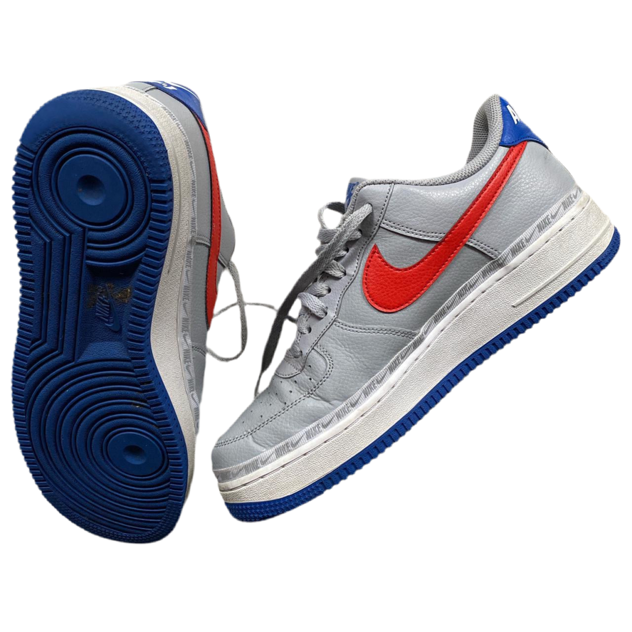 Nike Air Force 1 Silver, Red, Blue (UK 9)
