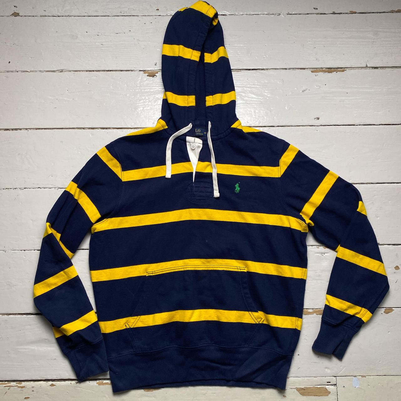 Ralph Lauren Polo Navy and Yellow Stripe Green Pony Hoodie