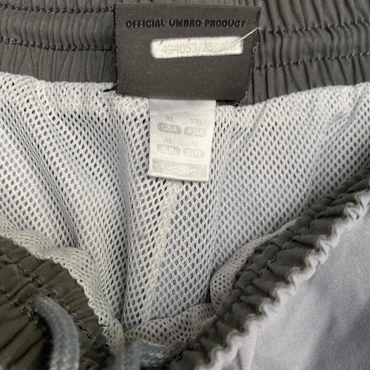 Umbro Silver and Grey Shell Trackpant Bottoms (XL)