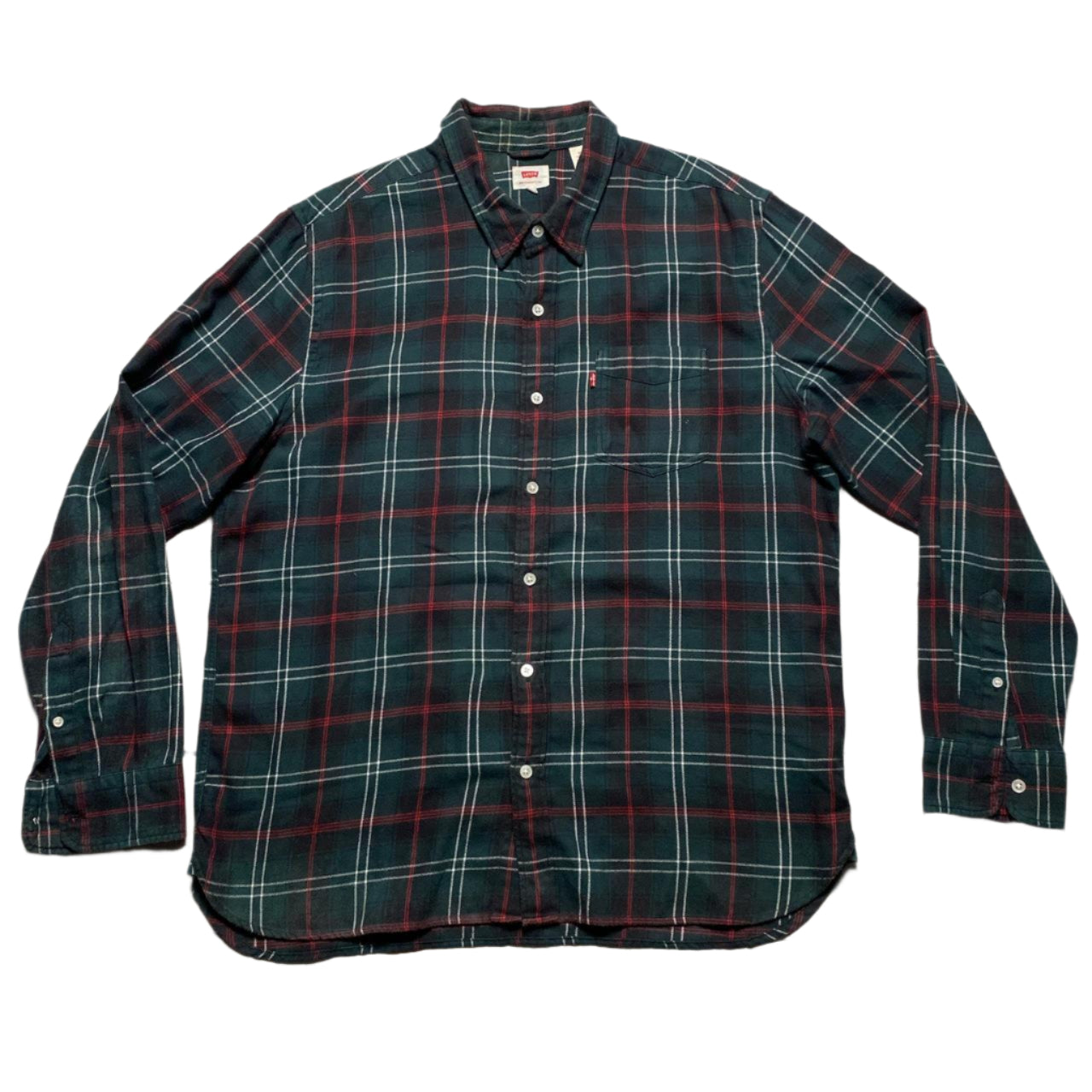 Levis Plaid Shirt Green Red and White (XL)