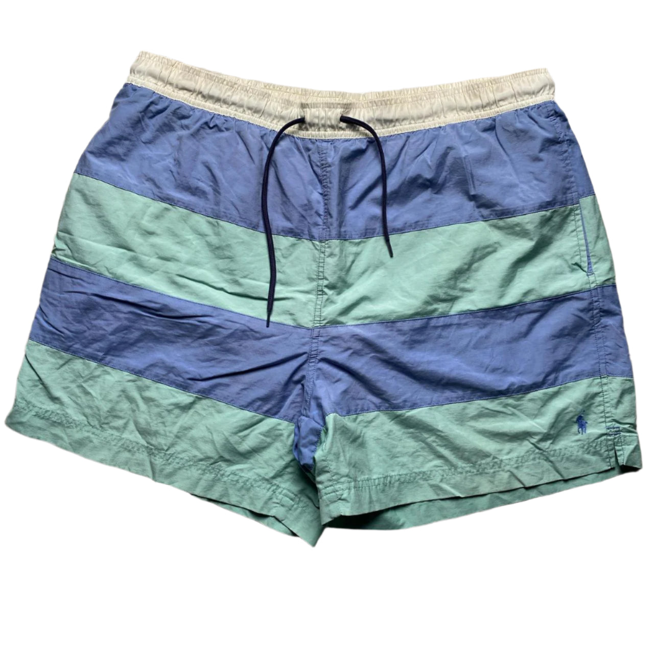 Polo Sport Ralph Lauren Blue and Green Stripe Swim Shorts (L)