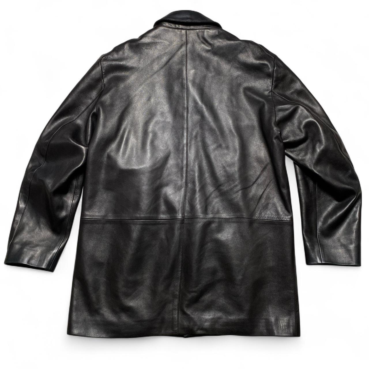 Gieves Black Long Leather Coat (XL)