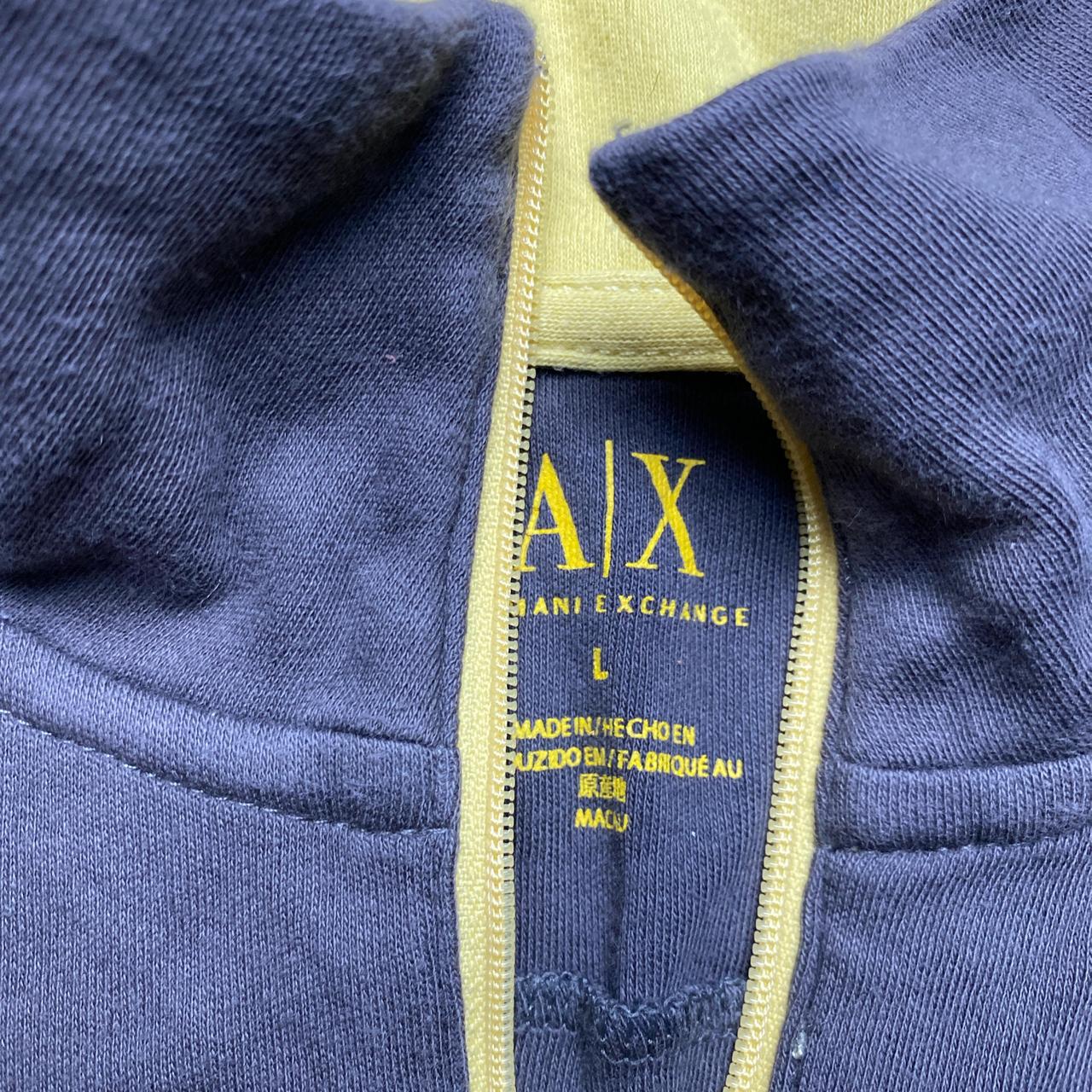 Armani Exchange Grey and Yellow Zip Jumper (L)