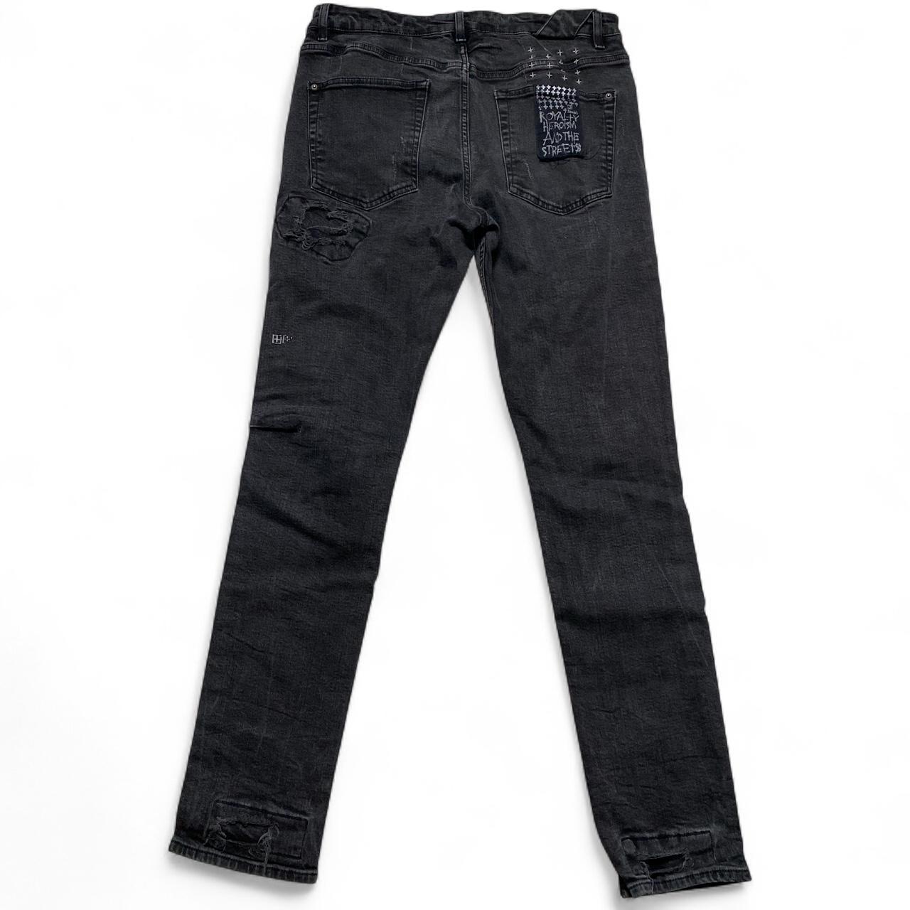 Ksubi Charcoal Grey Slim Distressed Patchwork Slim Jeans