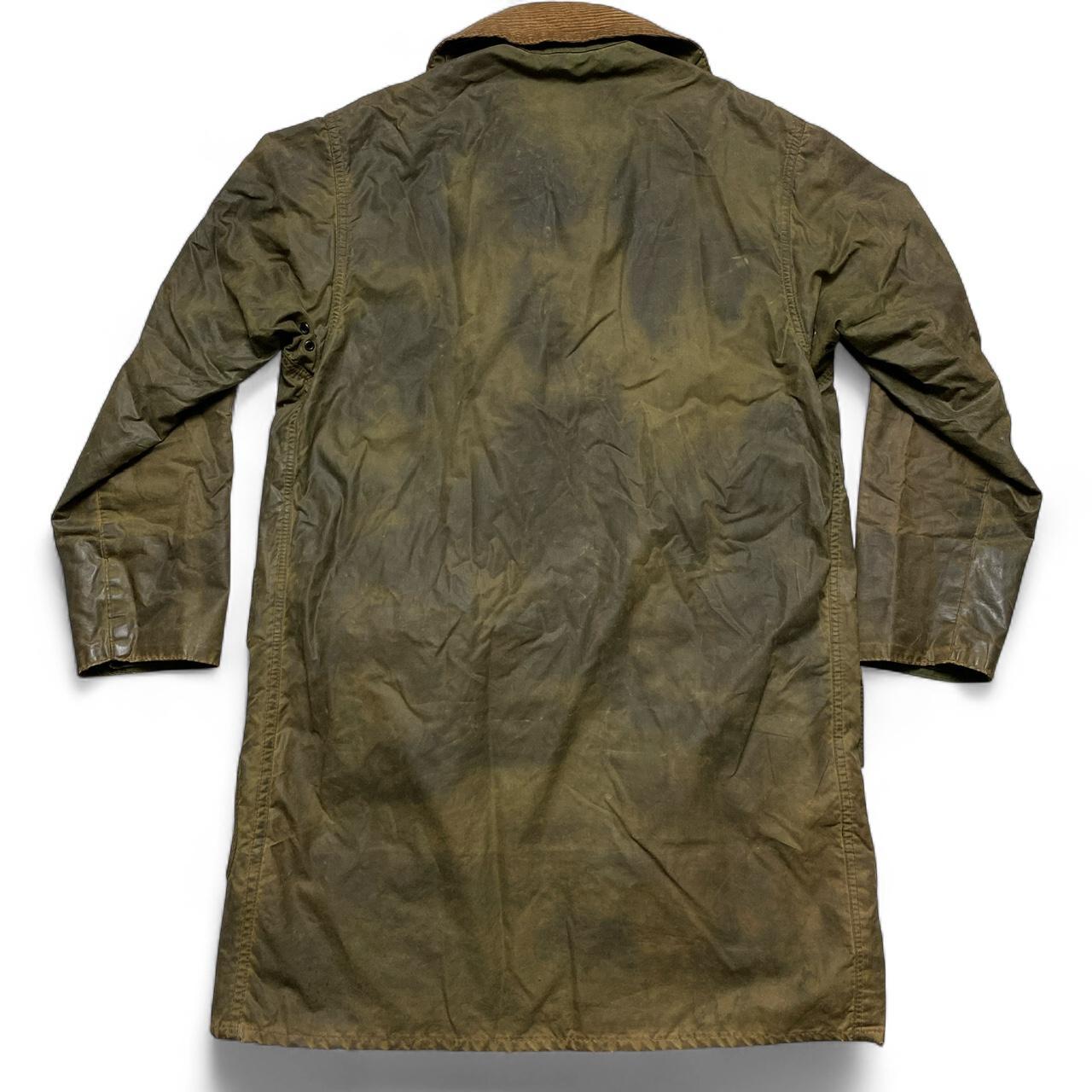 Barbour Khaki Green Womens Waxed Oil Skin Trench Coat Jacket (S)