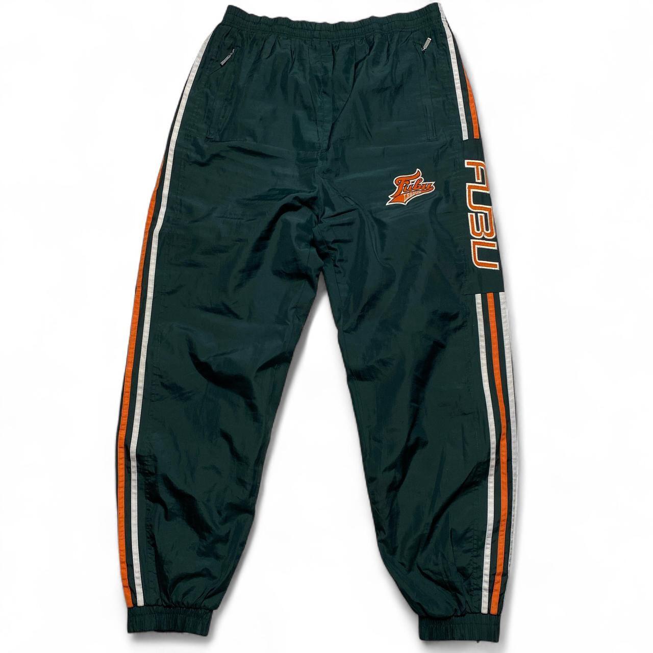 FUBU Green Orange and White Shell Trackpant Bottoms (L)