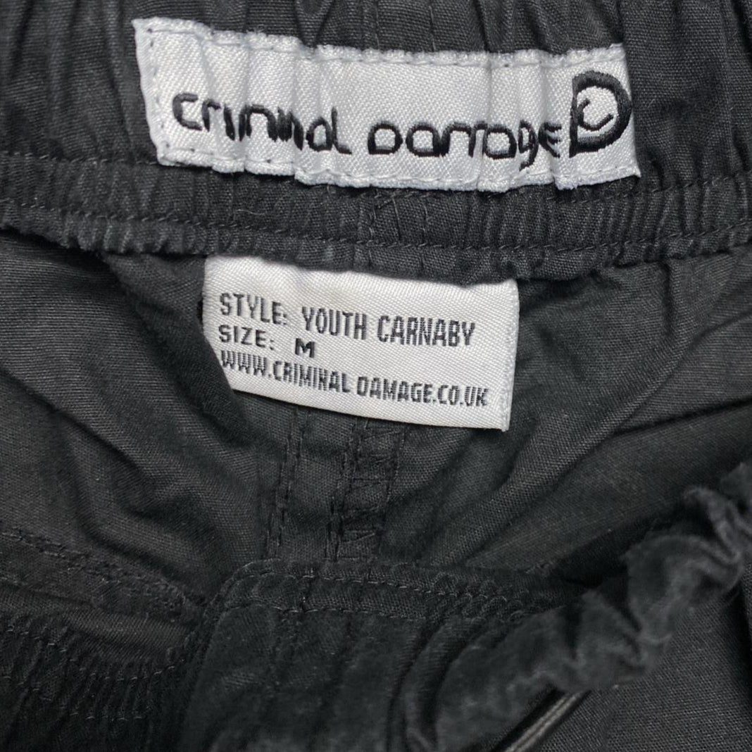 Criminal Damage Black and Red Cargo Baggy Combat Trousers (S)