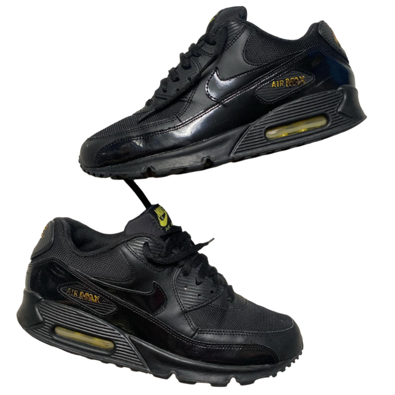 Nike Air Max 90 Black Patent and Gold (UK 9)