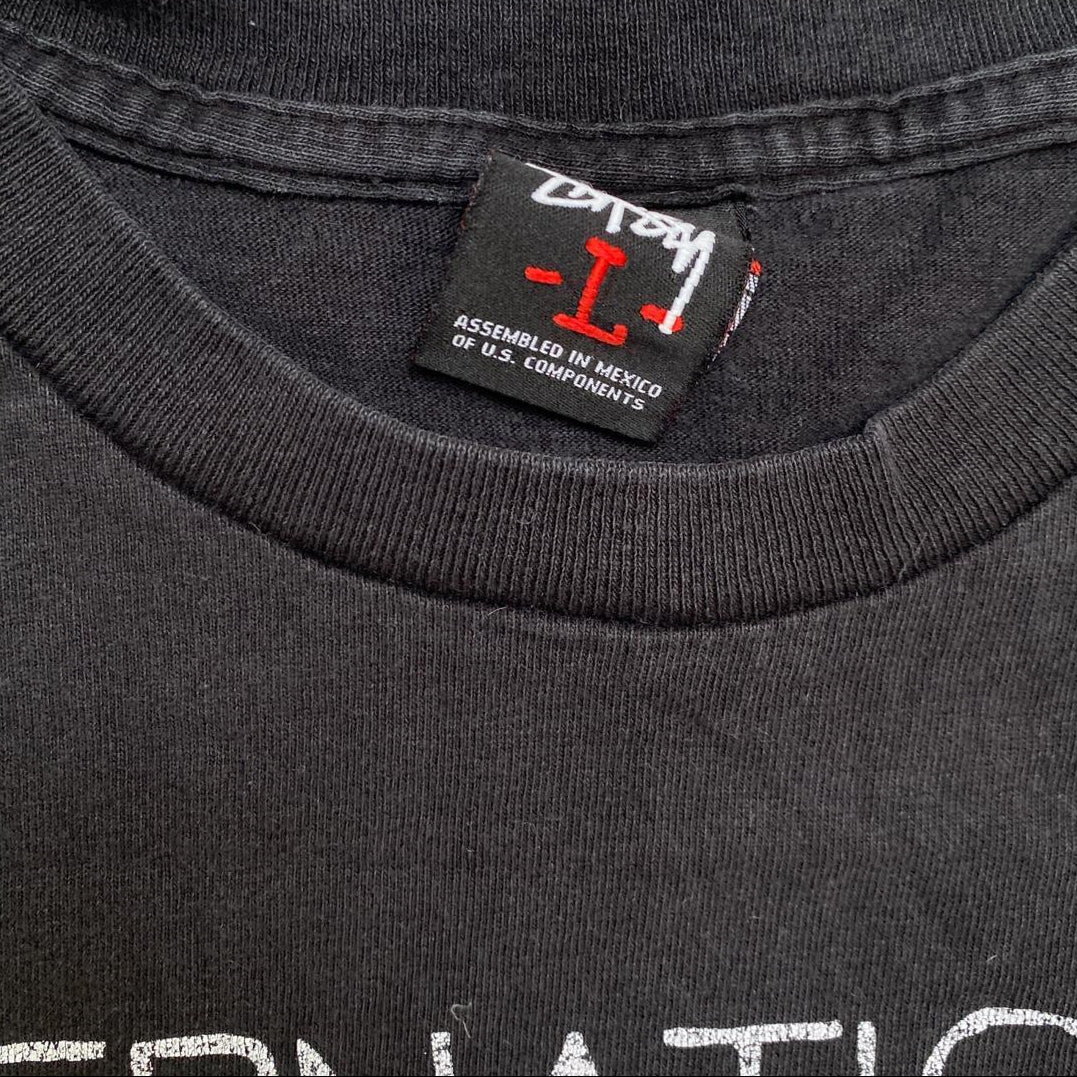 Stussy Black Pink Blue and White Vintage T Shirt (L)