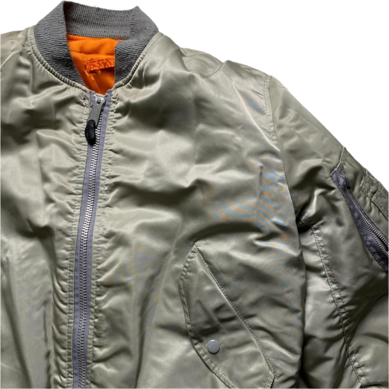 Alpha Industries Green and Orange Pilot Bomber Jacket (M)