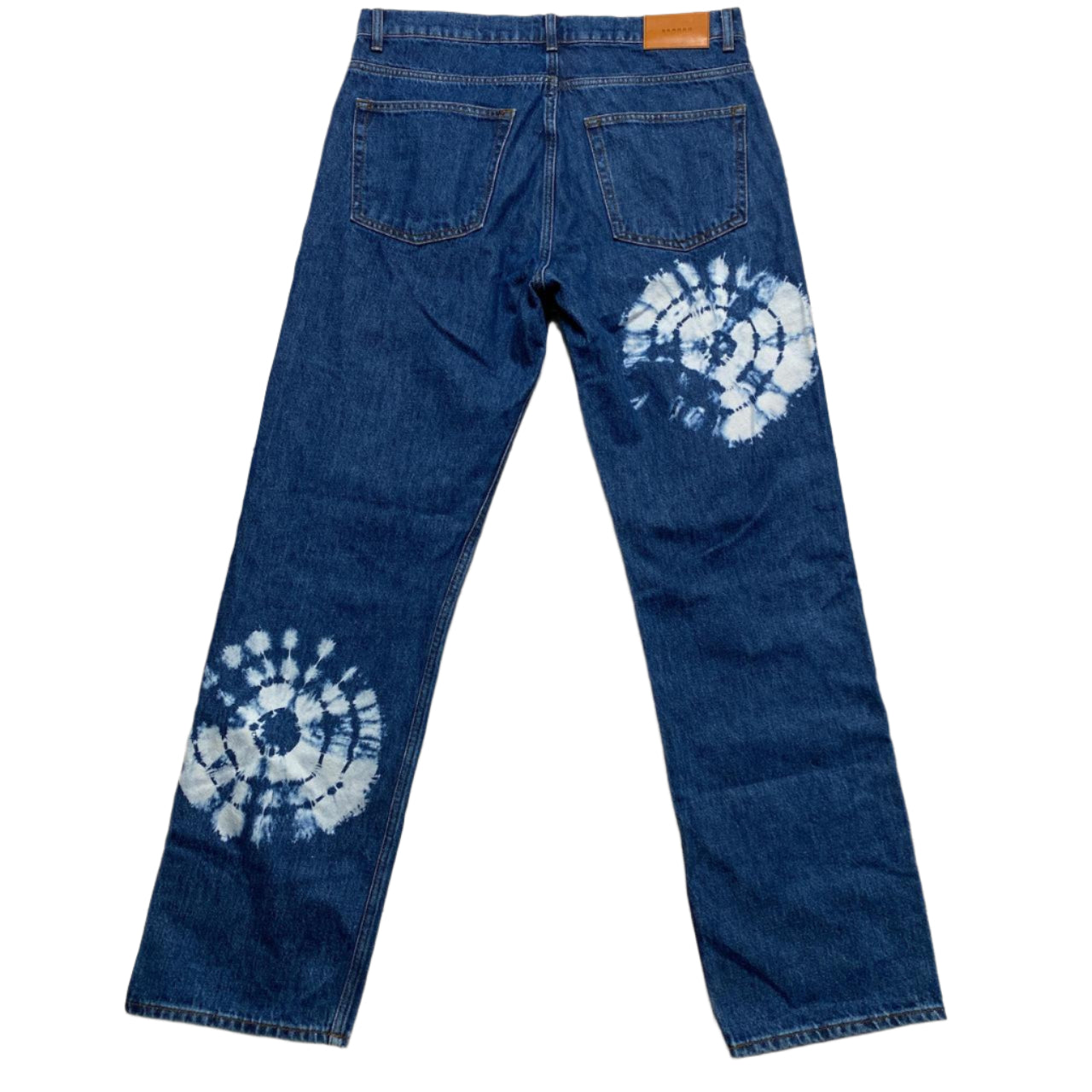 Sandro Navy Blue and Shell Tie Dye Baggy Jeans (34W)