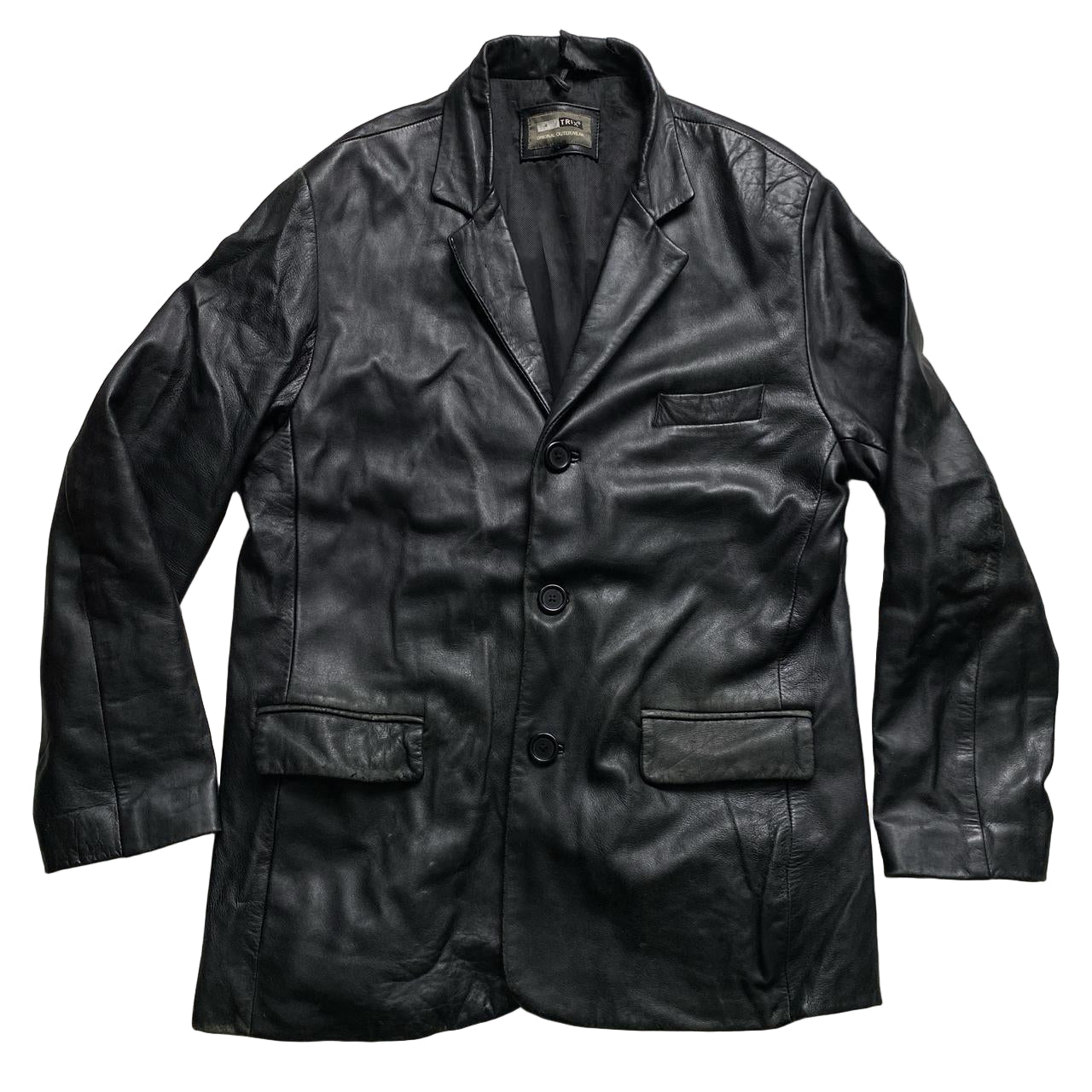 Aviatrix Black Long Leather Coat (L)